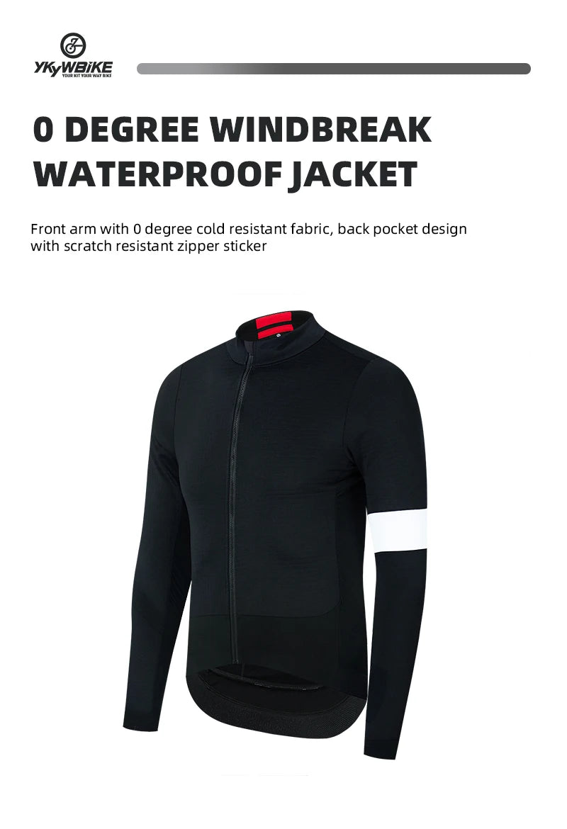 Ykywbike Winter Cycling Jacket 0 Degree Outdoor Warm Fleece Coat Thermal Bike Jacket Mtb Bicycle Jersey Waterproof Windbreaker