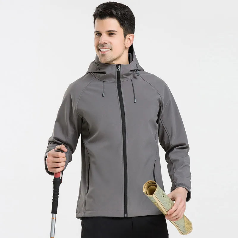 NUONEKO Men Women Softshell Hiking Jackets Waterproof Camping Trekking Windbreaker Hooded Rain Coats Skiing Sport Jacket JM10