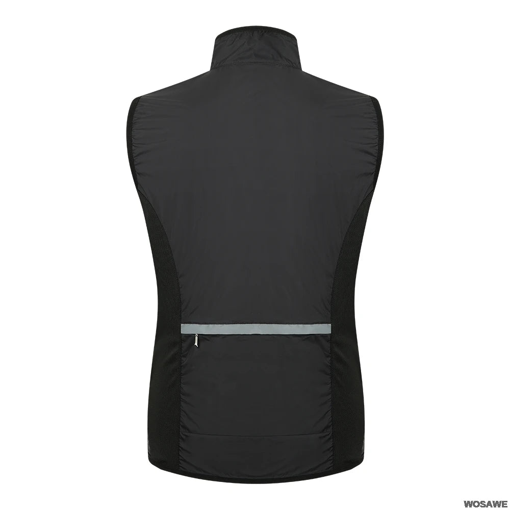 WOSAWE Lightweight Cycling Vest Men Women Reflective Windproof MTB Bike Windbreaker Mesh Back Running Gilet Wind Vest Jacket