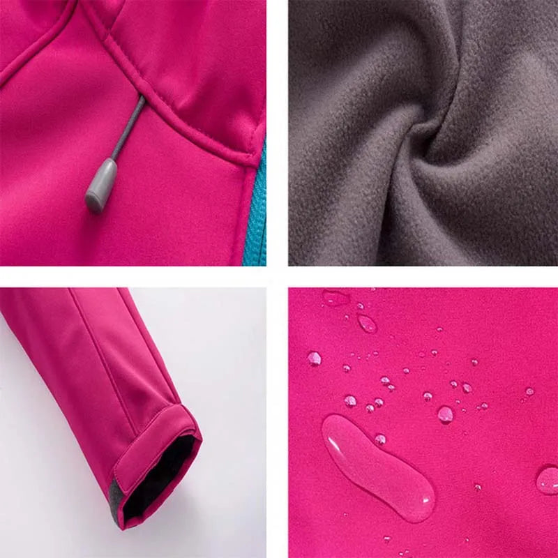 NUONEKO Men Women Softshell Hiking Jackets Waterproof Camping Trekking Windbreaker Hooded Rain Coats Skiing Sport Jacket JM10