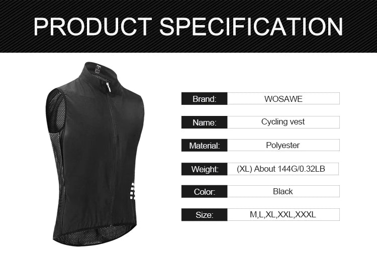 WOSAWE Men's Windbreaker Cycling Jacket Reflective Windproof Waterproof Mountain Bike MTB Jacket Running Riding Bicycle Jerseys