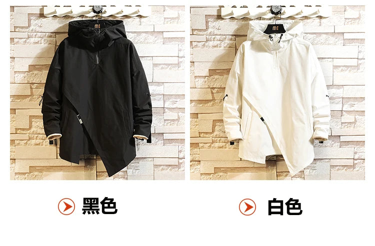 Men Windbreaker Hooded Cargo Jacket Mens Autum Winter Pocket 5XL Jacket Male Casual Streetwear Jacket Coats Gothic Hiphop