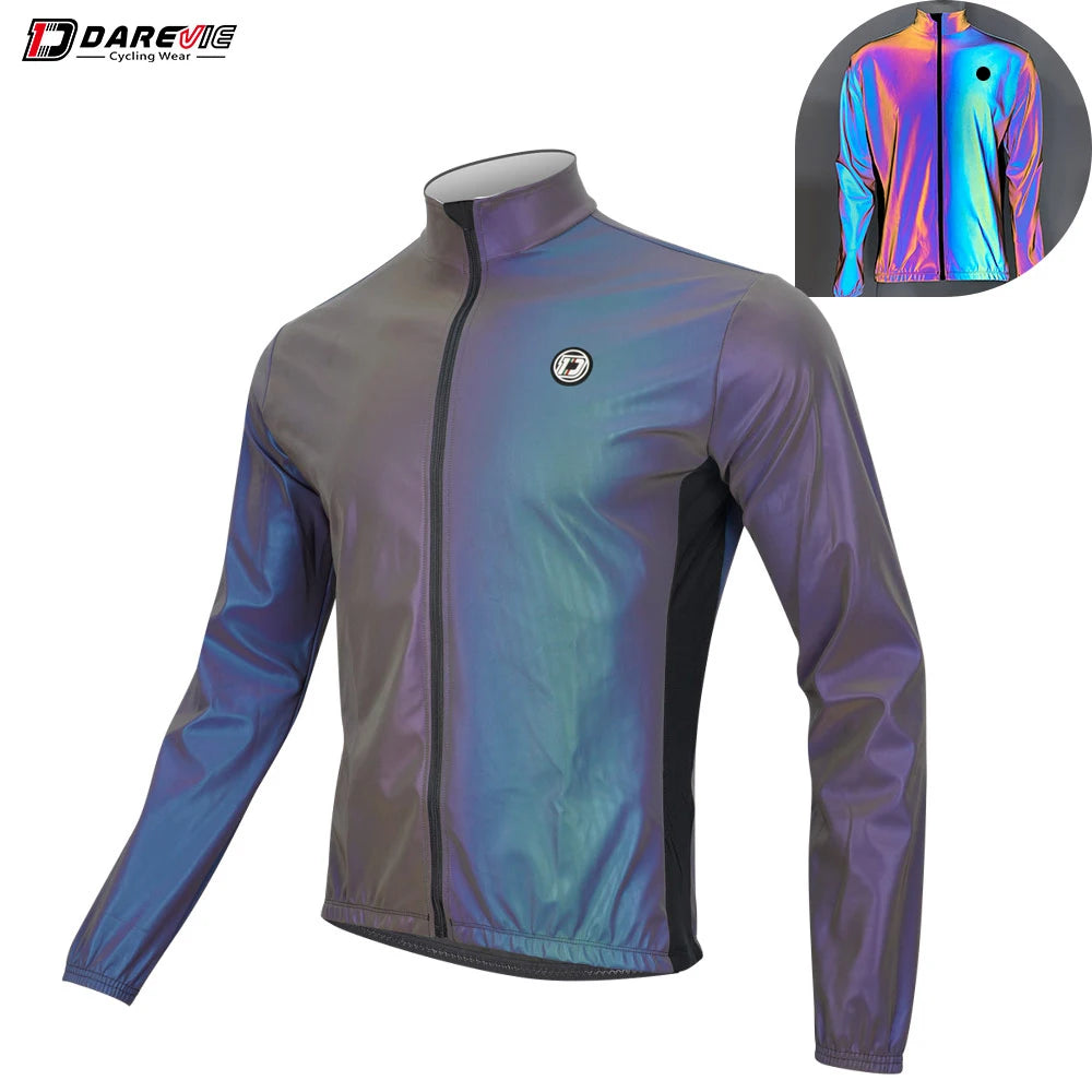 DAREVIE Cycling Jacket Winter Rainbow Reflective PRO Level Cycling Windbreak Men Windproof Waterproof Cycling Jacket Man Women