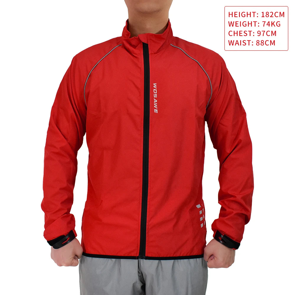 WOSAWE Men's Windbreaker Cycling Jacket Reflective Windproof Waterproof Mountain Bike MTB Jacket Running Riding Bicycle Jerseys