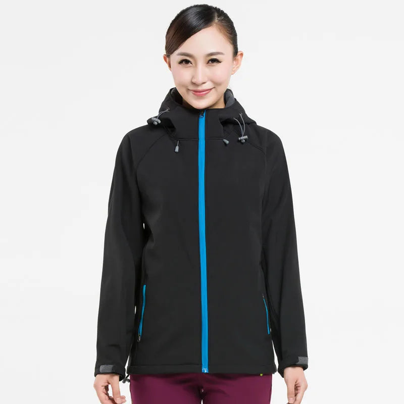NUONEKO Men Women Softshell Hiking Jackets Waterproof Camping Trekking Windbreaker Hooded Rain Coats Skiing Sport Jacket JM10