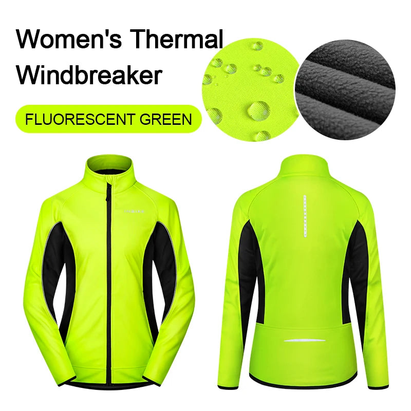 INBIKE Winter Women Cycling Jackets Thermal Fleece Biking Clothes Bicycle Road Bike Windbreaker MTB Reflective Jacket  for Women
