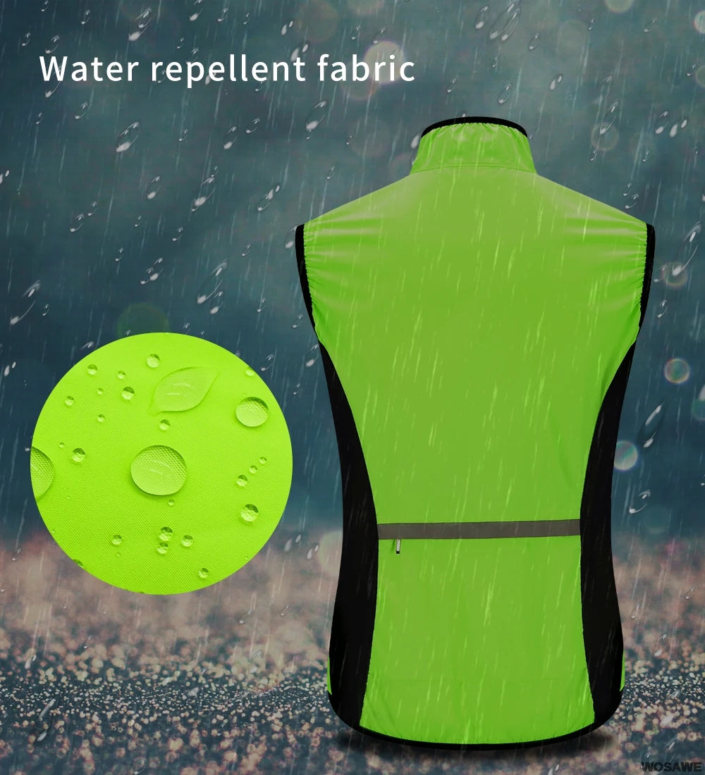WOSAWE Lightweight Cycling Vest Men Women Reflective Windproof MTB Bike Windbreaker Mesh Back Running Gilet Wind Vest Jacket