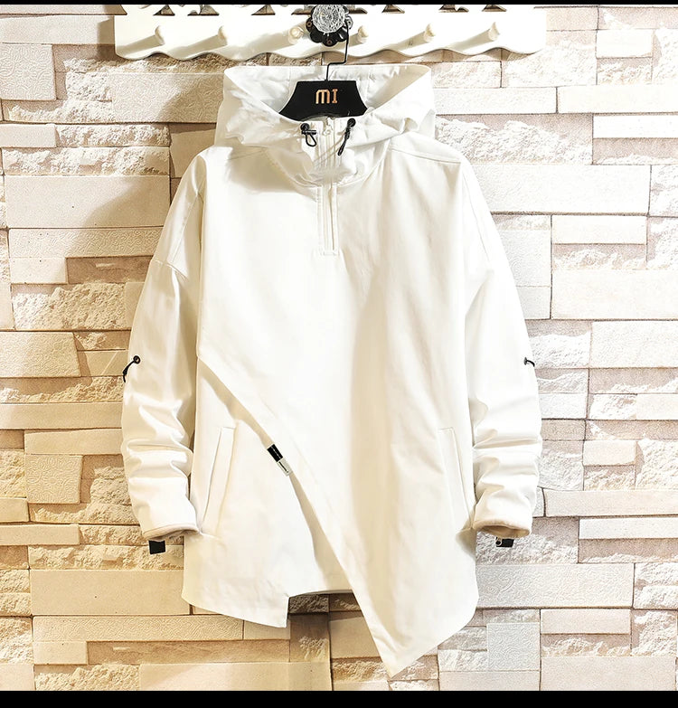 Men Windbreaker Hooded Cargo Jacket Mens Autum Winter Pocket 5XL Jacket Male Casual Streetwear Jacket Coats Gothic Hiphop