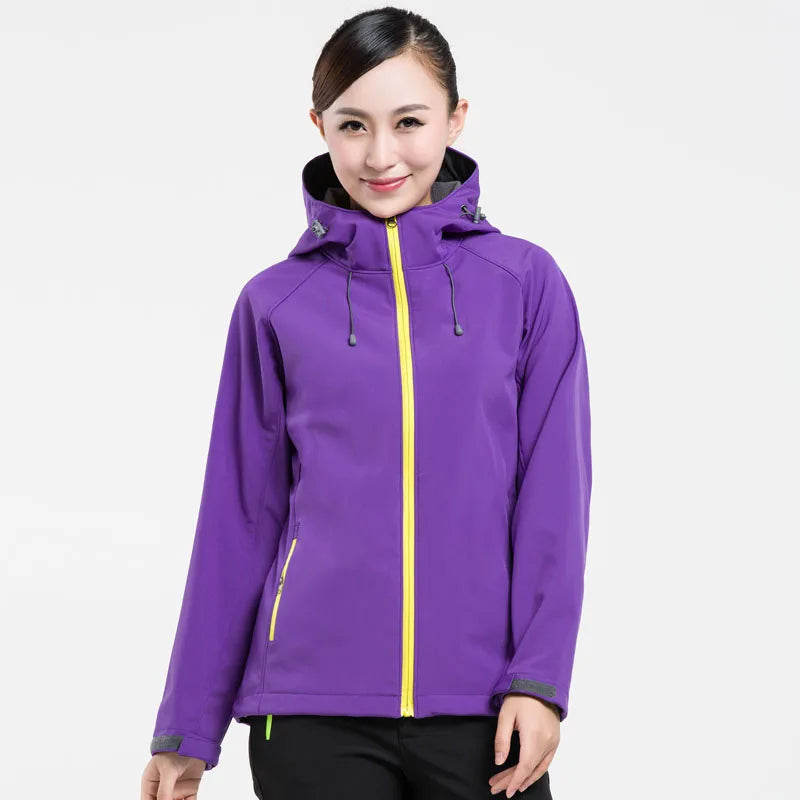 NUONEKO Men Women Softshell Hiking Jackets Waterproof Camping Trekking Windbreaker Hooded Rain Coats Skiing Sport Jacket JM10