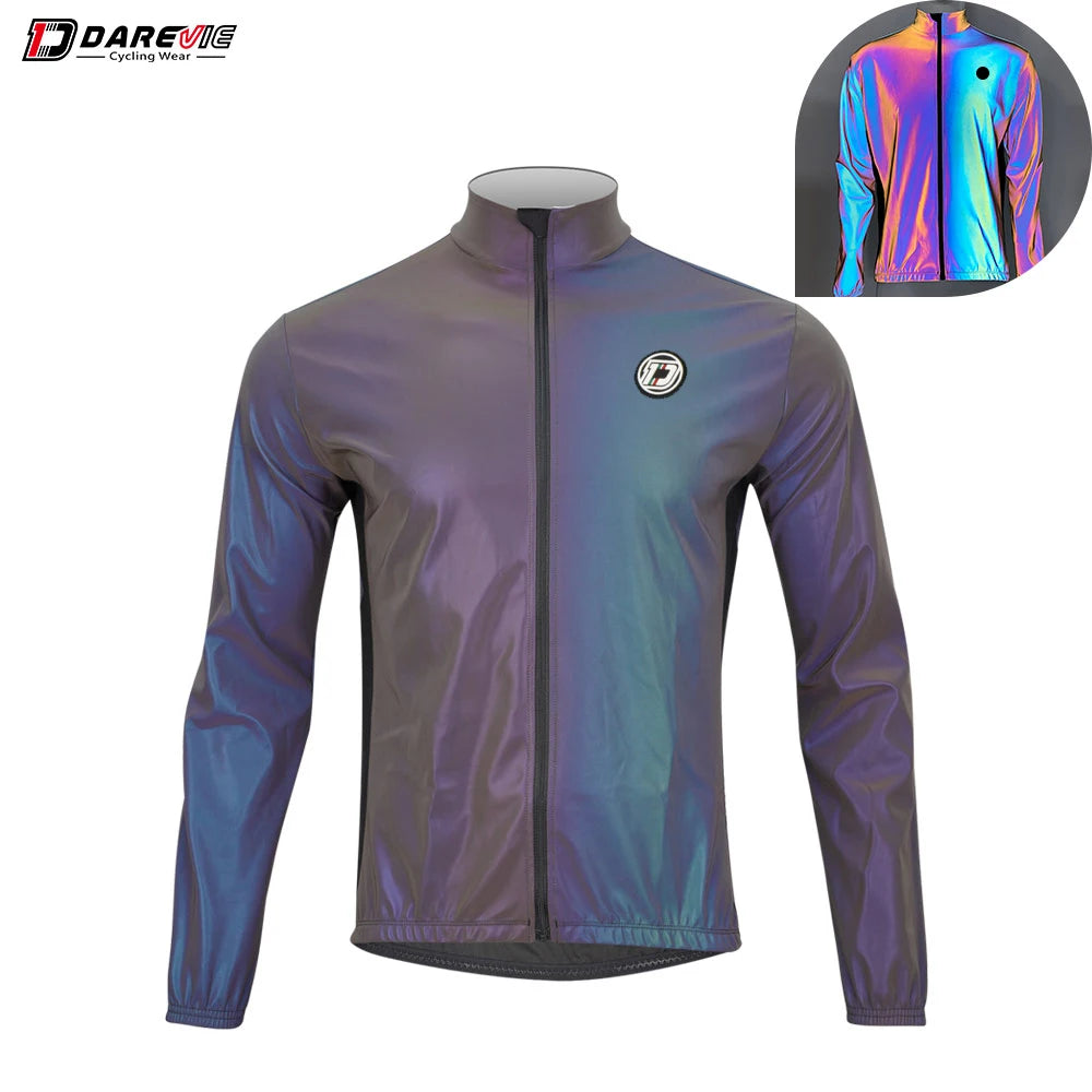 DAREVIE Cycling Jacket Winter Rainbow Reflective PRO Level Cycling Windbreak Men Windproof Waterproof Cycling Jacket Man Women
