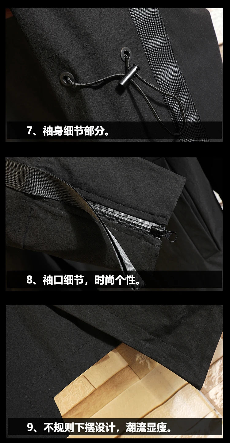 Men Windbreaker Hooded Cargo Jacket Mens Autum Winter Pocket 5XL Jacket Male Casual Streetwear Jacket Coats Gothic Hiphop
