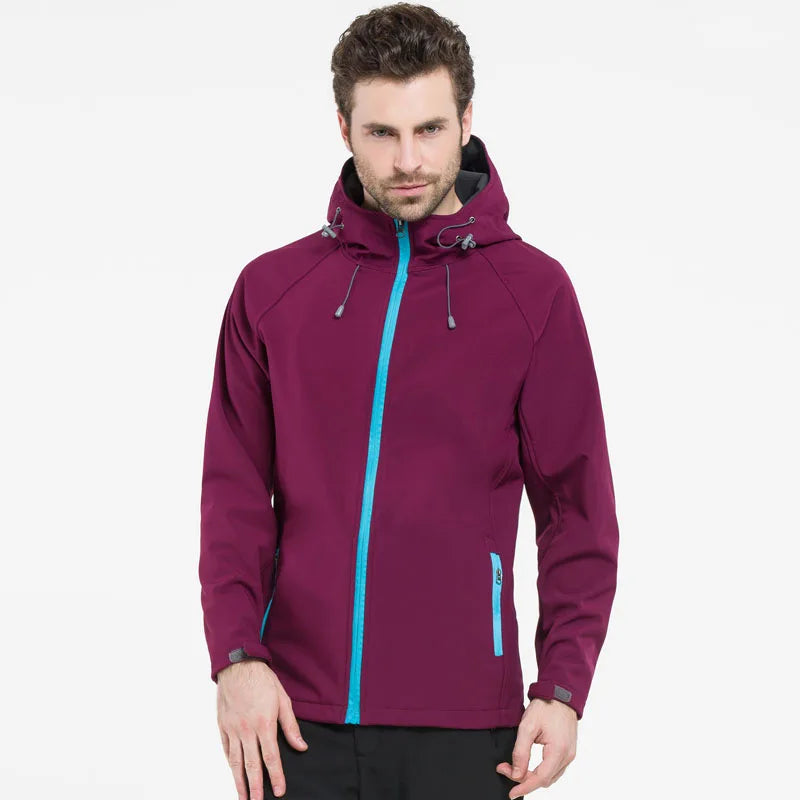 NUONEKO Men Women Softshell Hiking Jackets Waterproof Camping Trekking Windbreaker Hooded Rain Coats Skiing Sport Jacket JM10