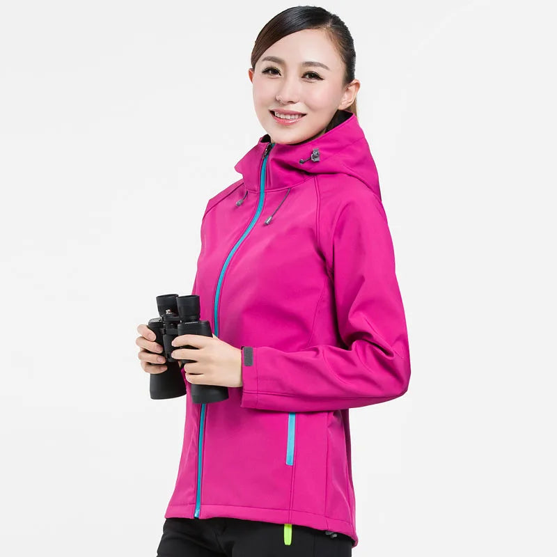 NUONEKO Men Women Softshell Hiking Jackets Waterproof Camping Trekking Windbreaker Hooded Rain Coats Skiing Sport Jacket JM10