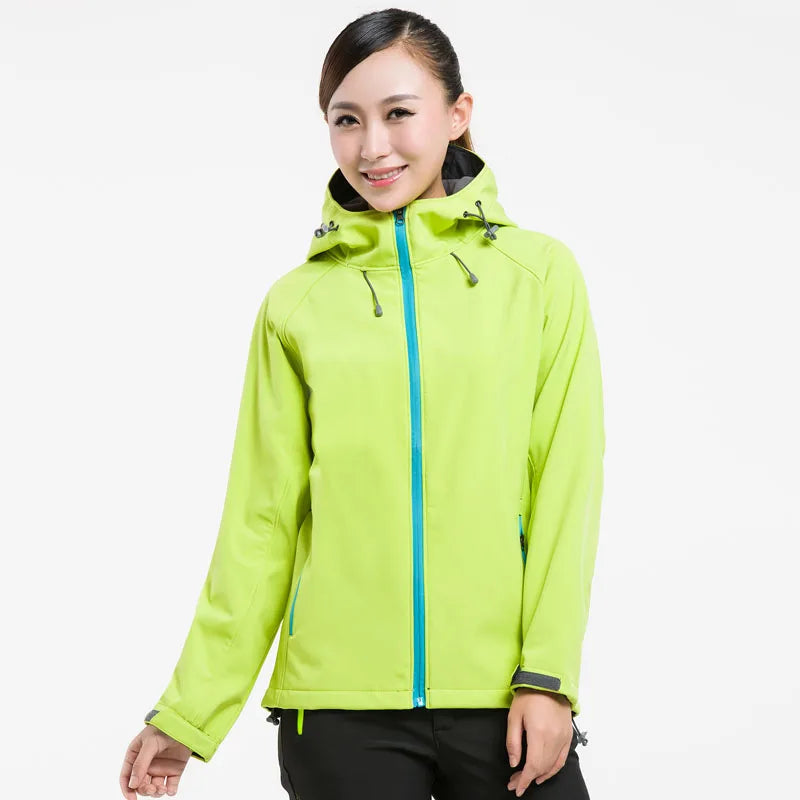 NUONEKO Men Women Softshell Hiking Jackets Waterproof Camping Trekking Windbreaker Hooded Rain Coats Skiing Sport Jacket JM10
