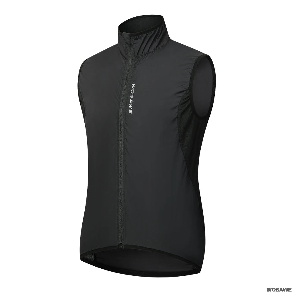 WOSAWE Lightweight Cycling Vest Men Women Reflective Windproof MTB Bike Windbreaker Mesh Back Running Gilet Wind Vest Jacket