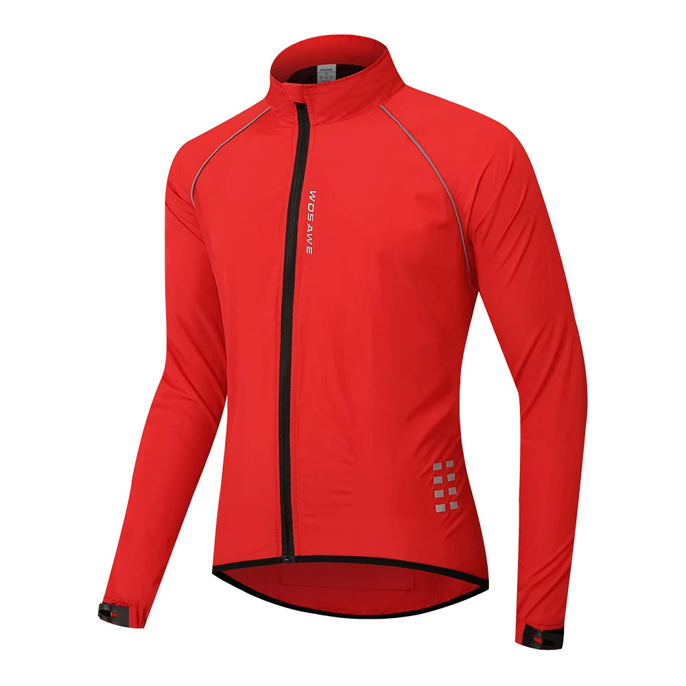 WOSAWE Men's Windbreaker Cycling Jacket Reflective Windproof Waterproof Mountain Bike MTB Jacket Running Riding Bicycle Jerseys