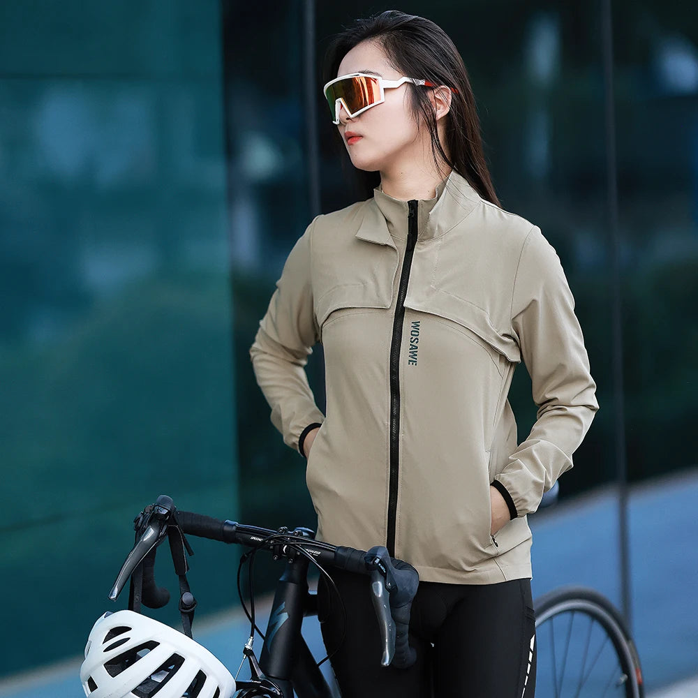 WOSAWE Windproof Waterproof Ultralight Cycling Jacket MTB Bicycle Long Sleeve Windbreaker Detachable Sleeveless Bike Coat