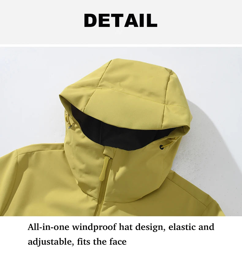 EUMERGX Men's Women's Waterproof Jacket Hiking Trekking Windbreaker Unisex Outdoor Sporty Rain Coat Windproof Climbing Clothes