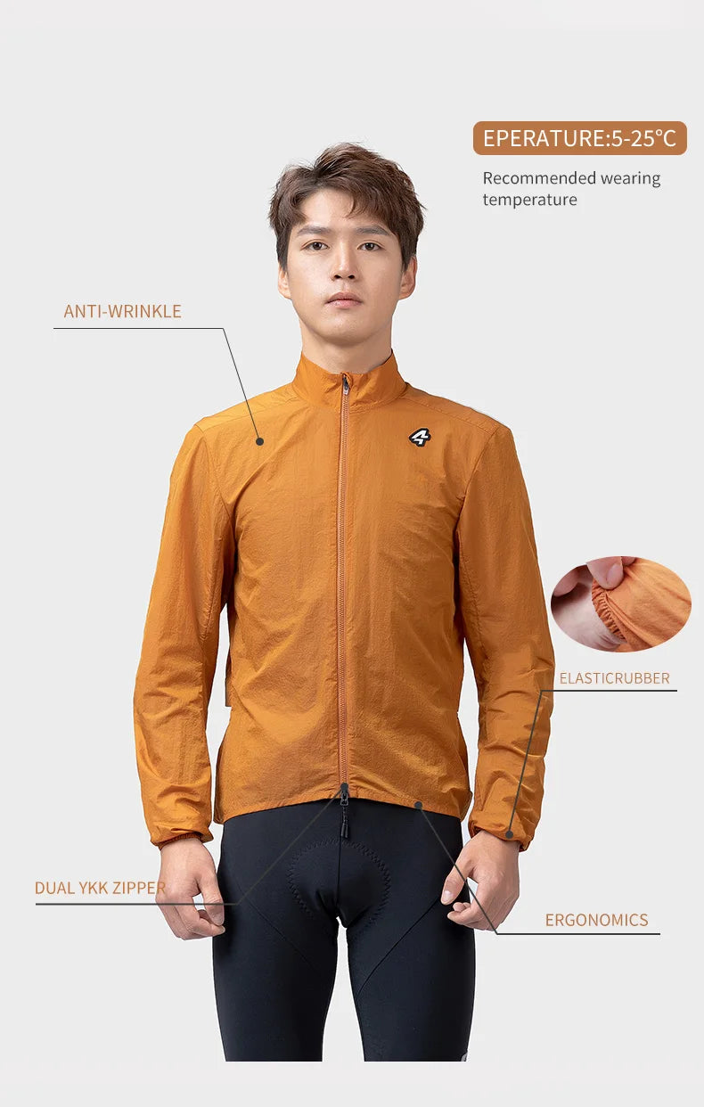 Lameda Men's Cycling Jacket Lightweight Men's Windbreaker Long Sleeved With 3 Pockets Bicycle Coat Clothes