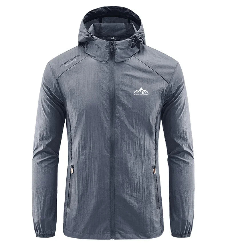Summer Men Hiking Fishing Cycling Hooded Gym Sport Windbreaker Ultra Light Coat Men Outdoor Quick Dry Sun-Protective Thin Jacket