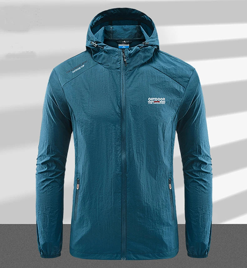 Summer Men Hiking Fishing Cycling Hooded Gym Sport Windbreaker Ultra Light Coat Men Outdoor Quick Dry Sun-Protective Thin Jacket
