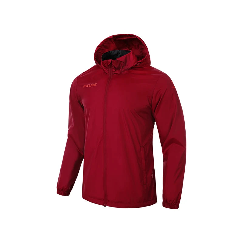 KELME Men's Windbreaker Running Jacket Soccer Kid Hooded Windproof Coat Training Waterproof Jacket Quick Dry 3801241