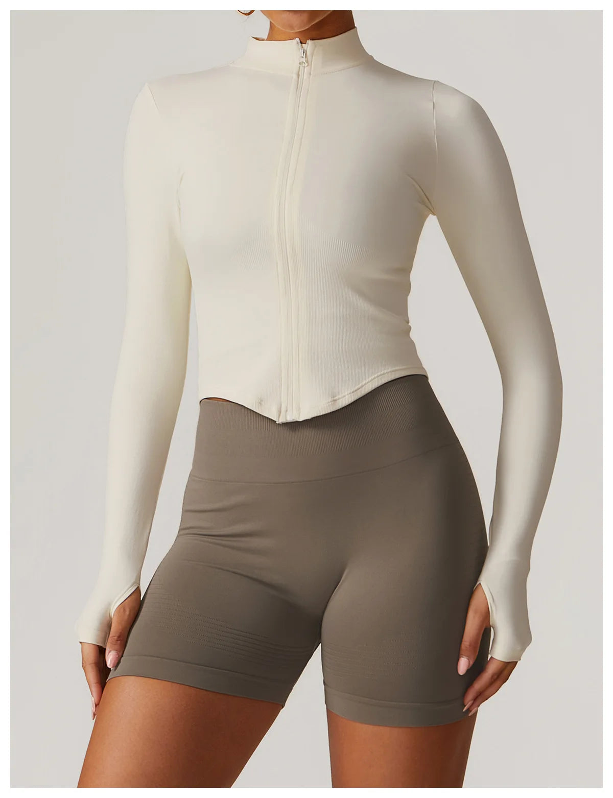 Zipper Jacket Women Crop Tops Yoga T-shirts Solid Sports Top Long Sleeve Running Shirts Sexy Quick Dry Fitness Gym Sport Wear