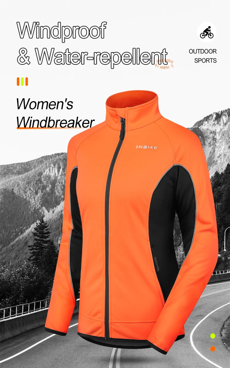 INBIKE Winter Women Cycling Jackets Thermal Fleece Biking Clothes Bicycle Road Bike Windbreaker MTB Reflective Jacket  for Women