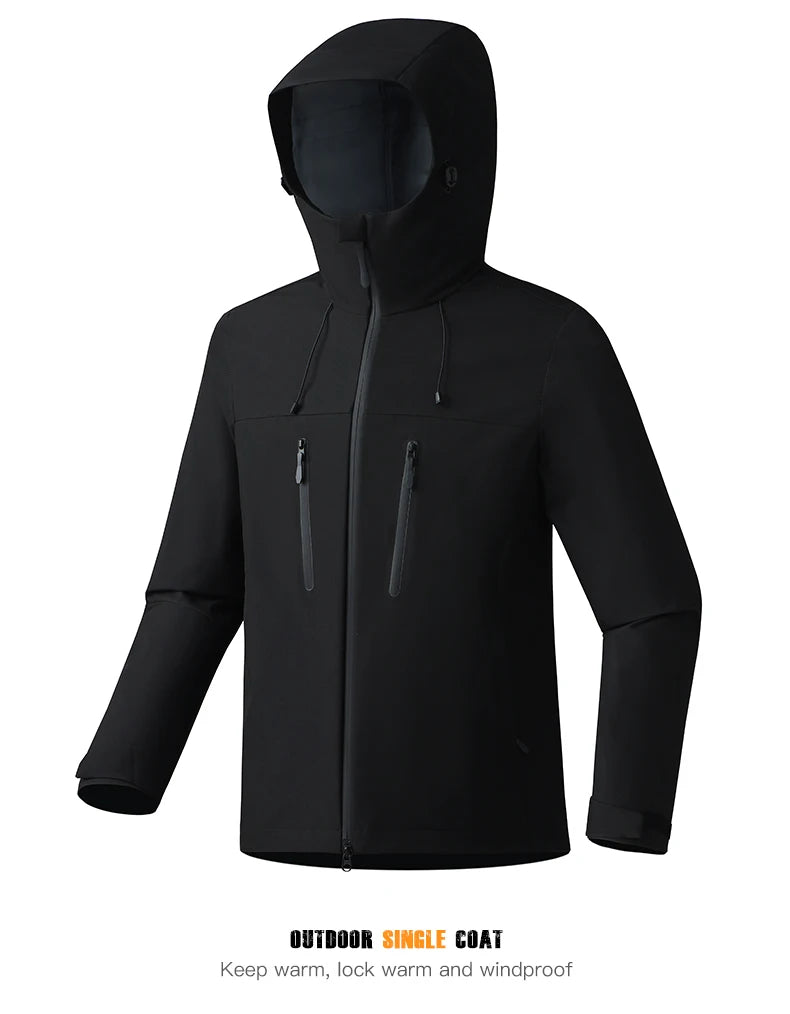 EUMERGX Unisex Waterproof Windbreaker Jacket - Single-Layer Raincoat for Hiking, Camping - Certified Moderate Rain Protection