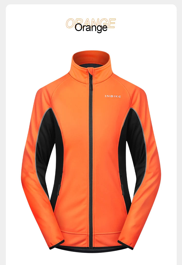 INBIKE Winter Women Cycling Jackets Thermal Fleece Biking Clothes Bicycle Road Bike Windbreaker MTB Reflective Jacket  for Women