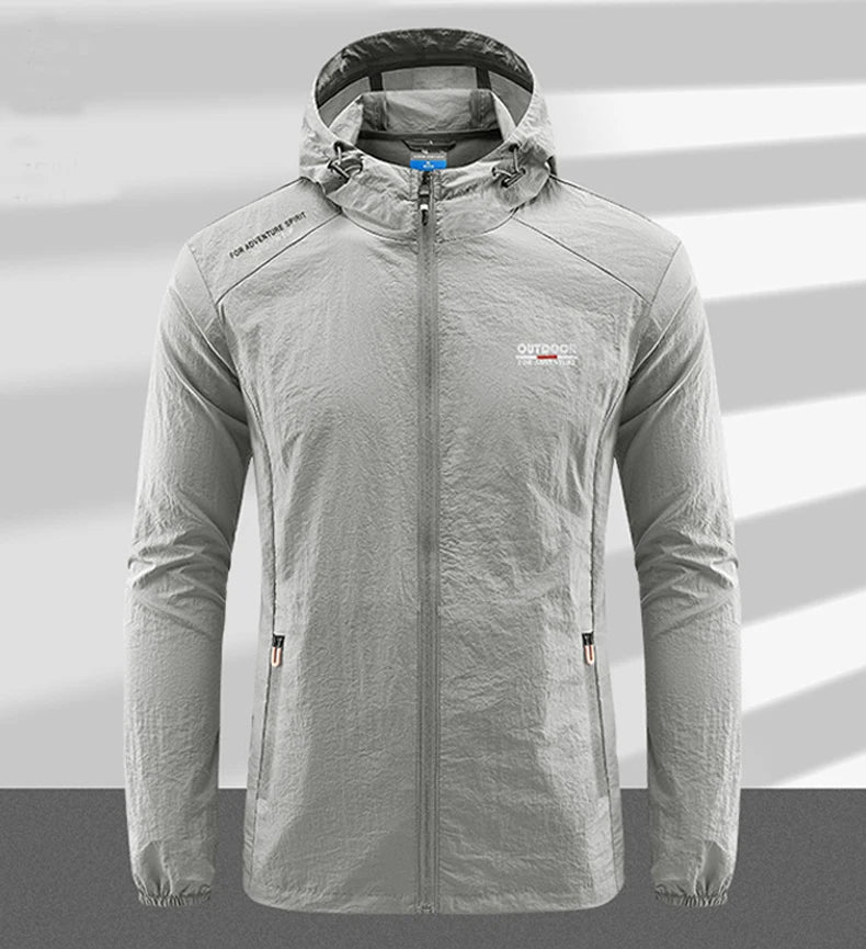 Summer Men Hiking Fishing Cycling Hooded Gym Sport Windbreaker Ultra Light Coat Men Outdoor Quick Dry Sun-Protective Thin Jacket
