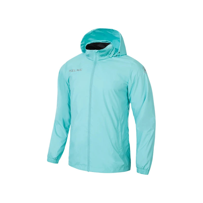 KELME Men's Windbreaker Running Jacket Soccer Kid Hooded Windproof Coat Training Waterproof Jacket Quick Dry 3801241