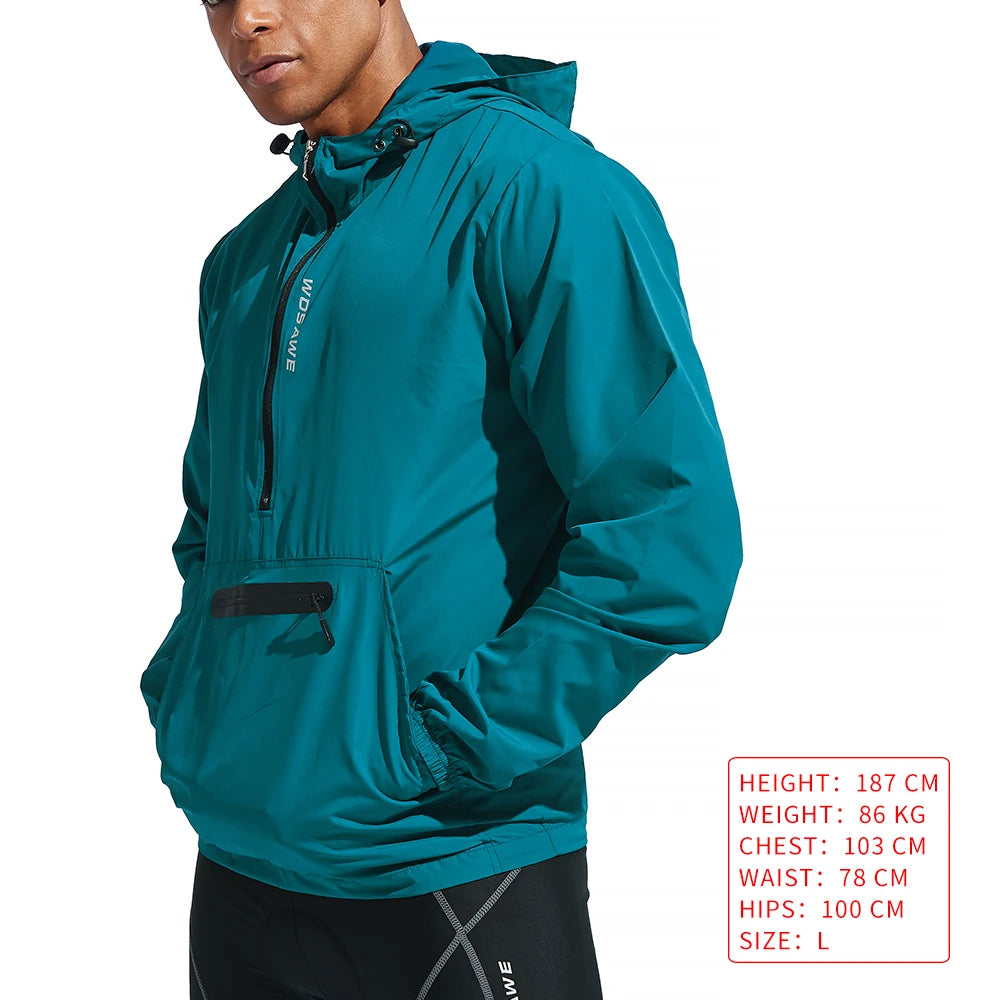 WOSAWE Men Running Jacket Reflective Windproof Waterproof Mountain Bike MTB Wind Coat Riding Bicycle Cycling Windbreaker