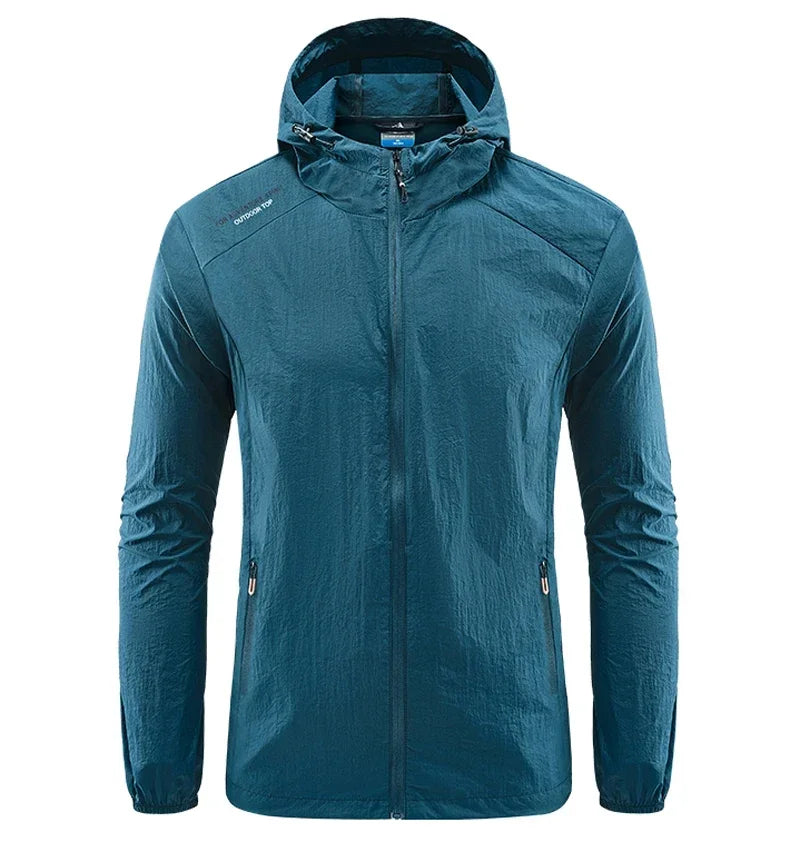 Summer Men Hiking Fishing Cycling Hooded Gym Sport Windbreaker Ultra Light Coat Men Outdoor Quick Dry Sun-Protective Thin Jacket