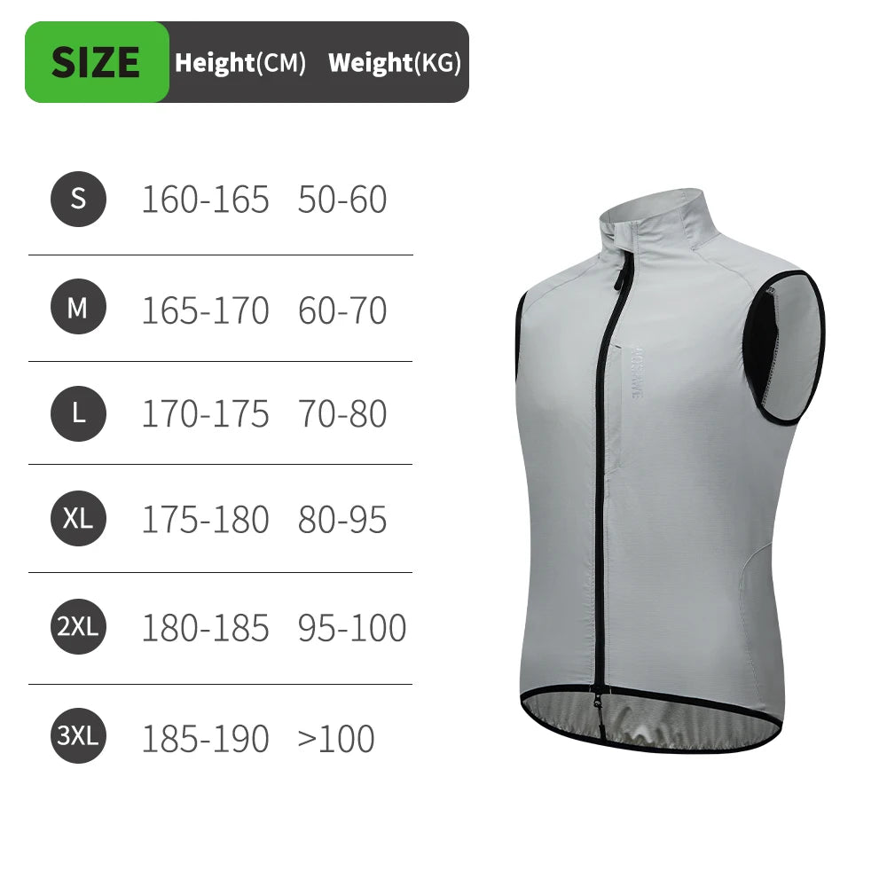 WOSAWE Lightweight Cycling Vest Men Women Reflective Windproof MTB Bike Windbreaker Mesh Back Running Gilet Wind Vest Jacket