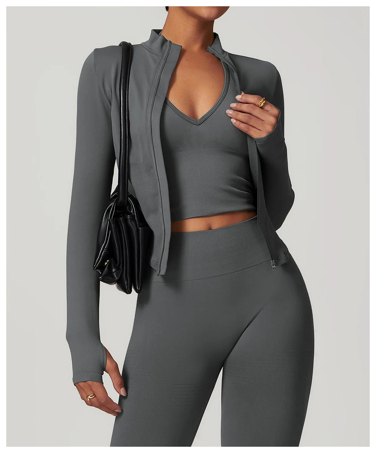 Zipper Jacket Women Crop Tops Yoga T-shirts Solid Sports Top Long Sleeve Running Shirts Sexy Quick Dry Fitness Gym Sport Wear