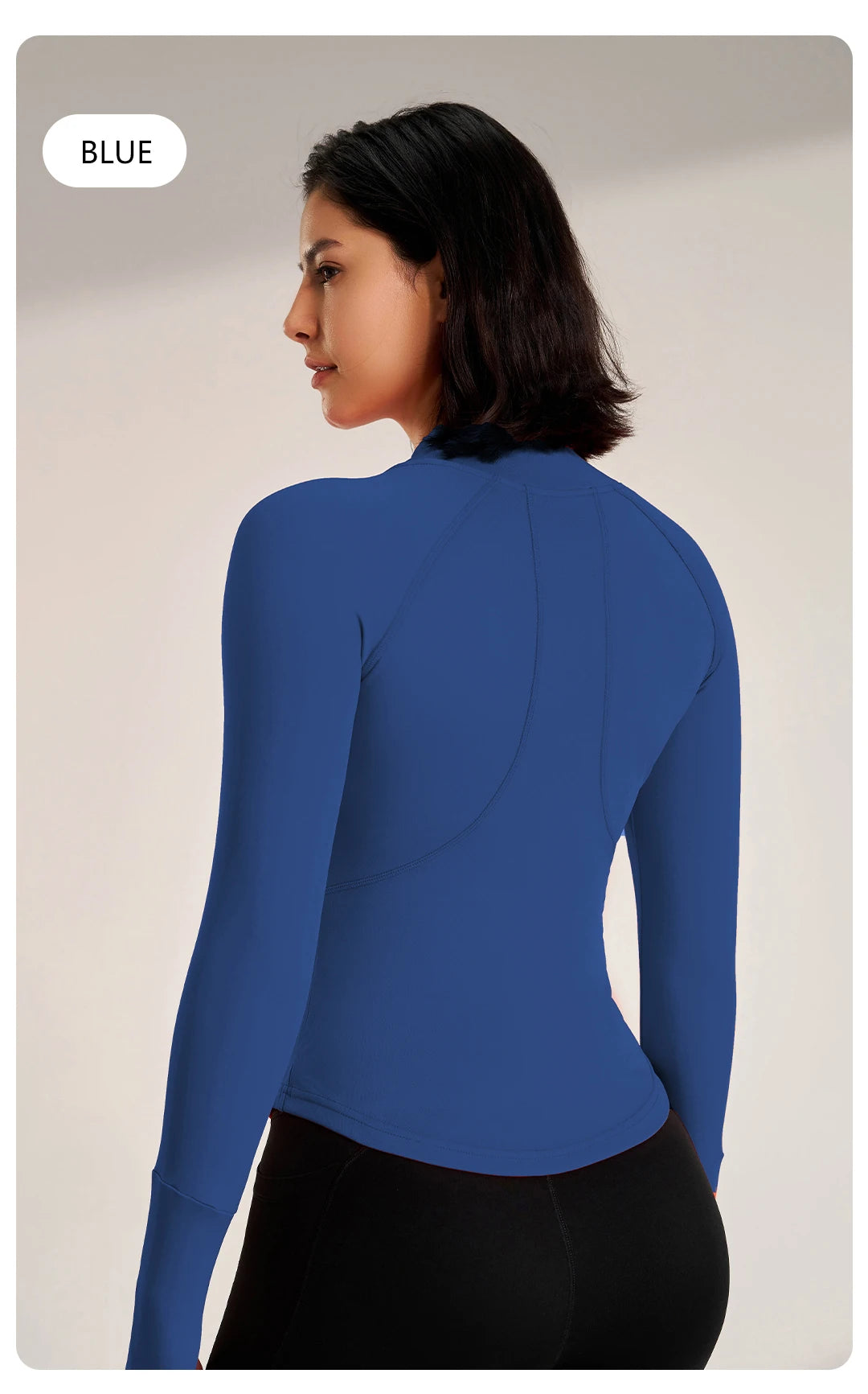 Women's Sport Jackets Zipper Slim Yoga Coat Quick Dry Running Jacket Elastic Long Sleeve Thumb Hole Gym Fitness Top
