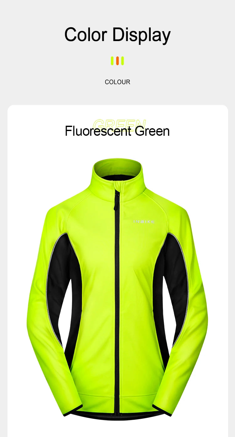 INBIKE Winter Women Cycling Jackets Thermal Fleece Biking Clothes Bicycle Road Bike Windbreaker MTB Reflective Jacket  for Women
