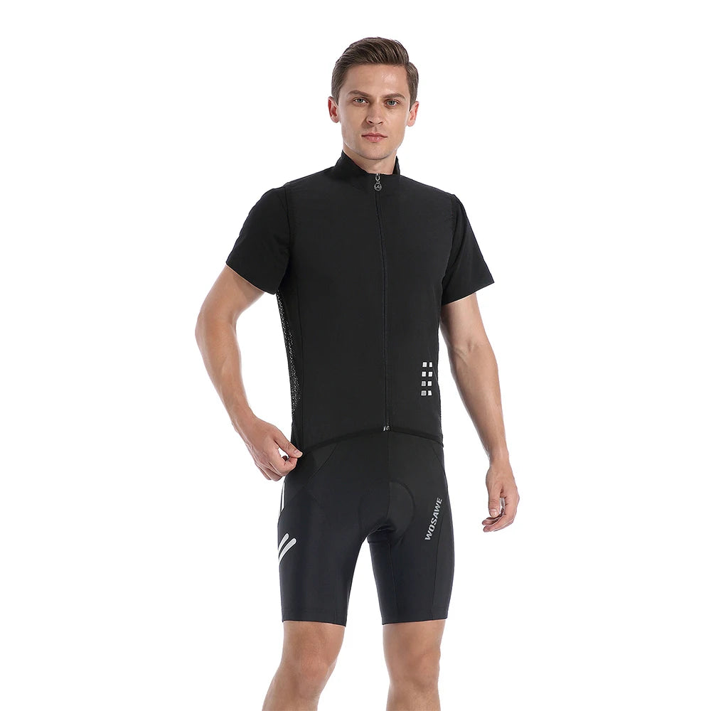 WOSAWE Lightweight Cycling Vest Men Women Reflective Windproof MTB Bike Windbreaker Mesh Back Running Gilet Wind Vest Jacket