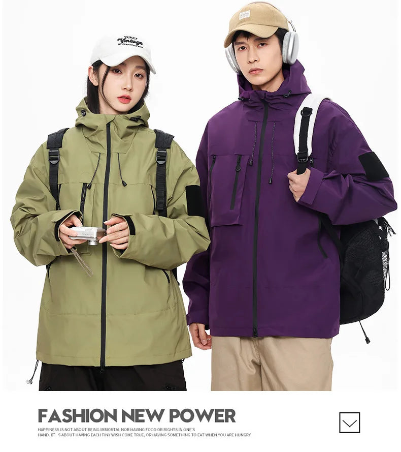 EU Size Korean Hiking Jackets Waterproof Coat Men Women Hooded Windbreaker Camping Fishing Cycling Fitness Camping Jackets