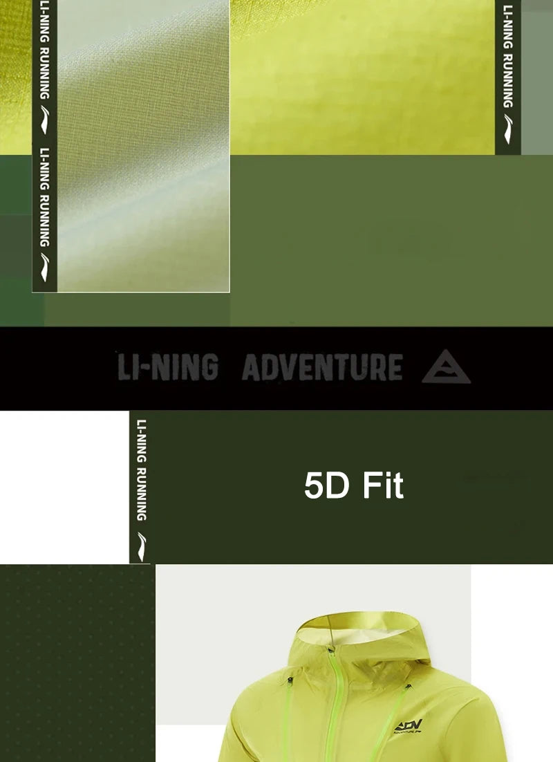 Li-Ning Men Women Professional Running Hooded Jacket Water Resistant Outdoor Mountain Wear LiNing Trail Run Windbreaker ACFV027