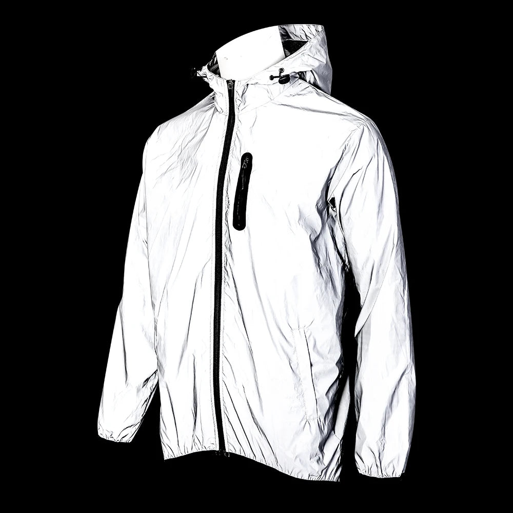 WOSAWE Autumn Winter Men Reflective Jacket Reflect Motorcycle Jacket Men /Women Waterproof Windbreaker Hoodies