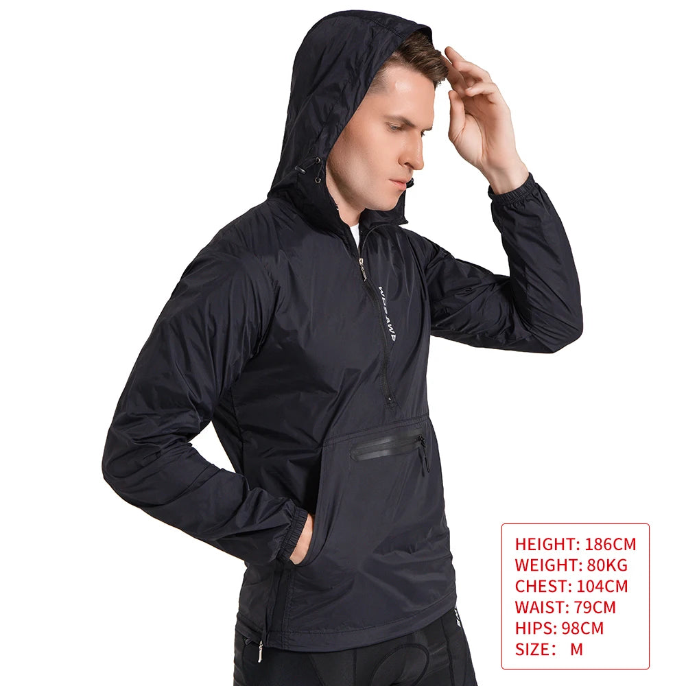 WOSAWE Men Running Jacket Reflective Windproof Waterproof Mountain Bike MTB Wind Coat Riding Bicycle Cycling Windbreaker