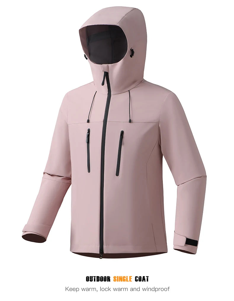 EUMERGX Unisex Waterproof Windbreaker Jacket - Single-Layer Raincoat for Hiking, Camping - Certified Moderate Rain Protection