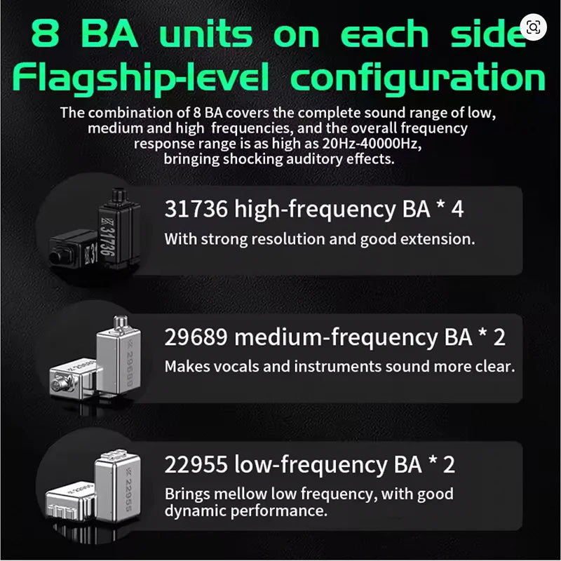 KZ AS16 Pro In Ear Earphones 16BA Balanced Armature HIFI Bass Monitor Headphones Noise Cancelling Earbuds Sport Headset