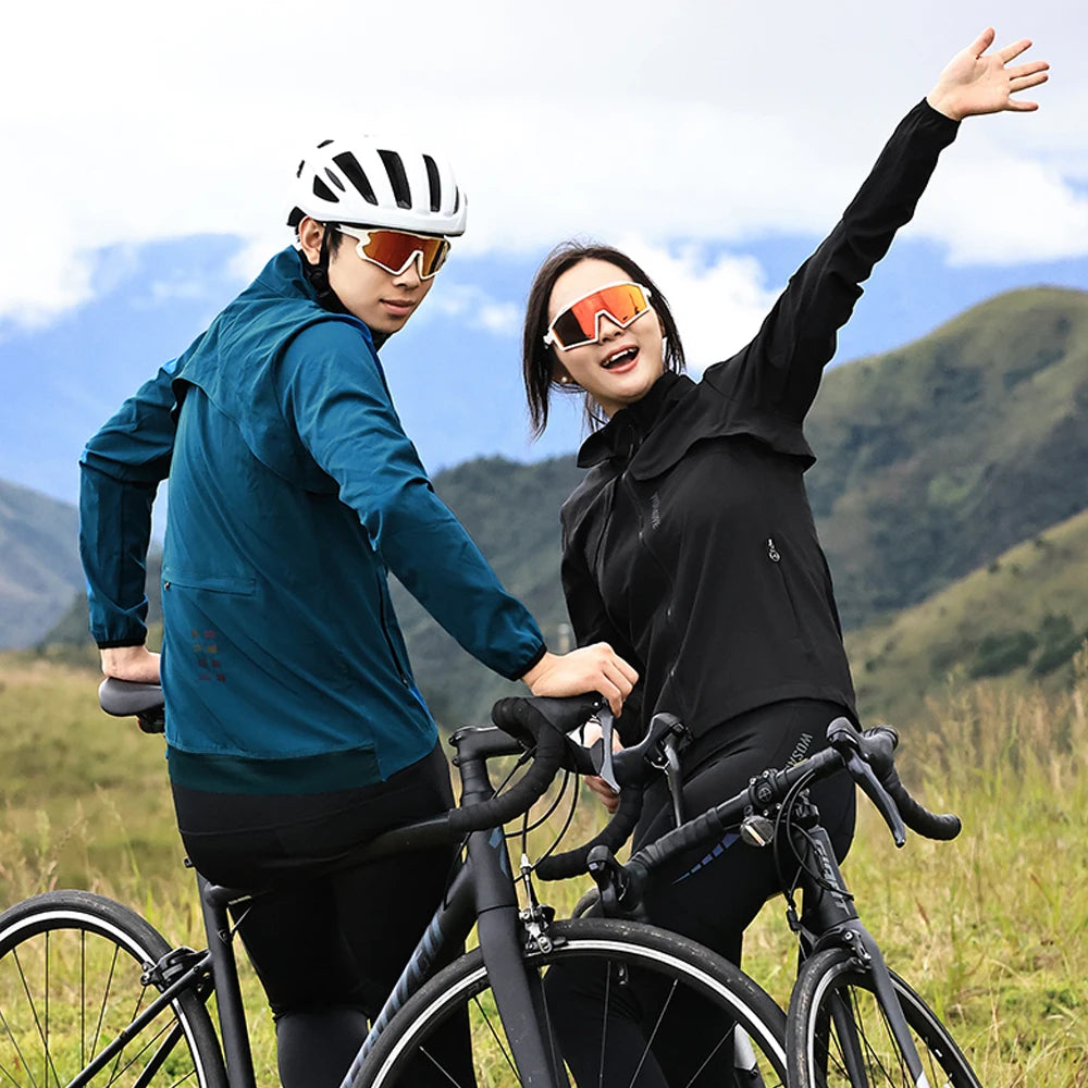 WOSAWE Windproof Waterproof Ultralight Cycling Jacket MTB Bicycle Long Sleeve Windbreaker Detachable Sleeveless Bike Coat