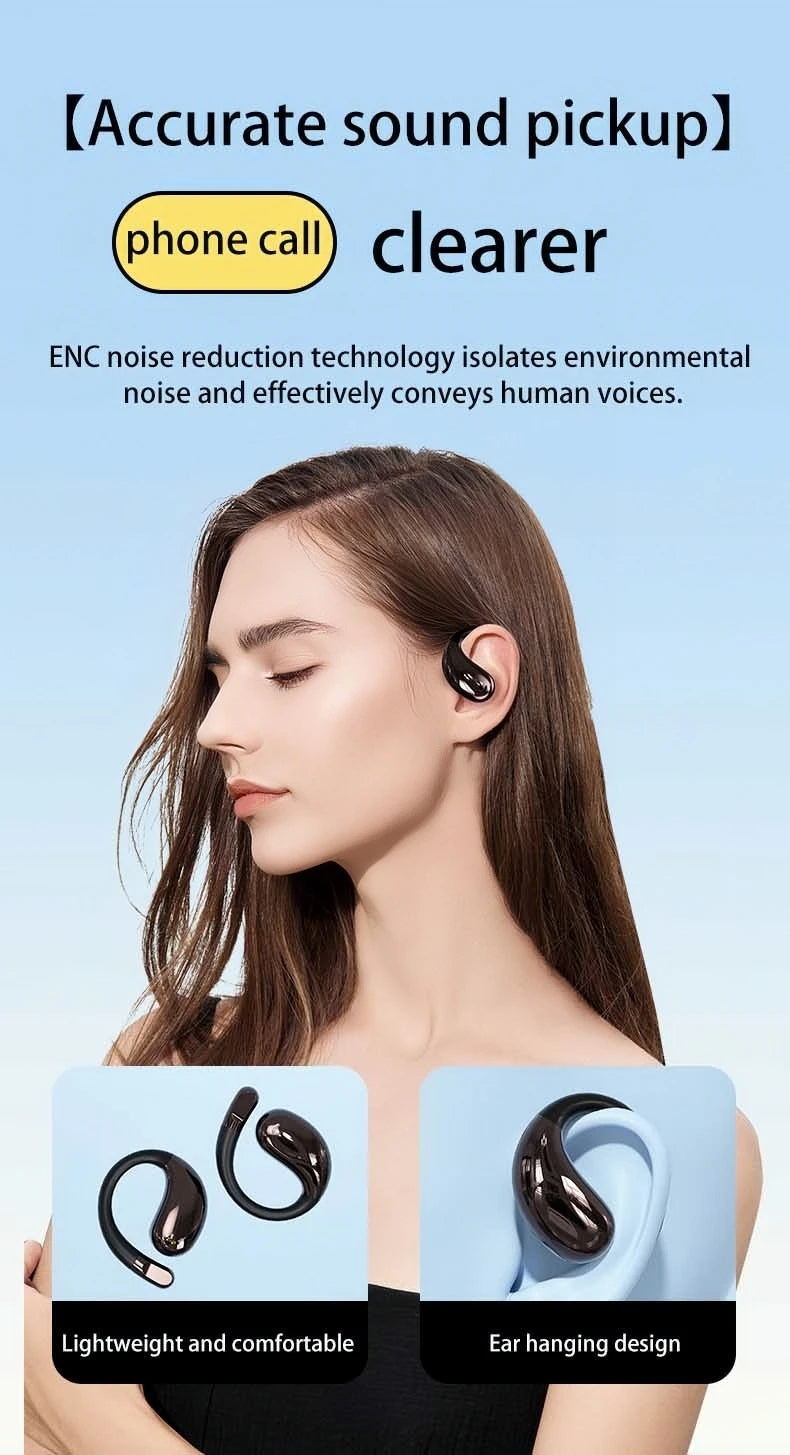 Bluetooth 6.0 OWS Earphone Sport Wireless Headphone HD Call Earbud 30dB ENC Noise Cancelling 40H Playtime for Gym Running Gaming