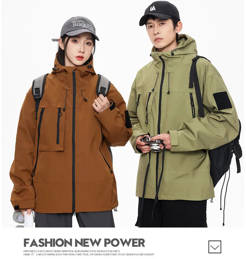 EU Size Korean Hiking Jackets Waterproof Coat Men Women Hooded Windbreaker Camping Fishing Cycling Fitness Camping Jackets