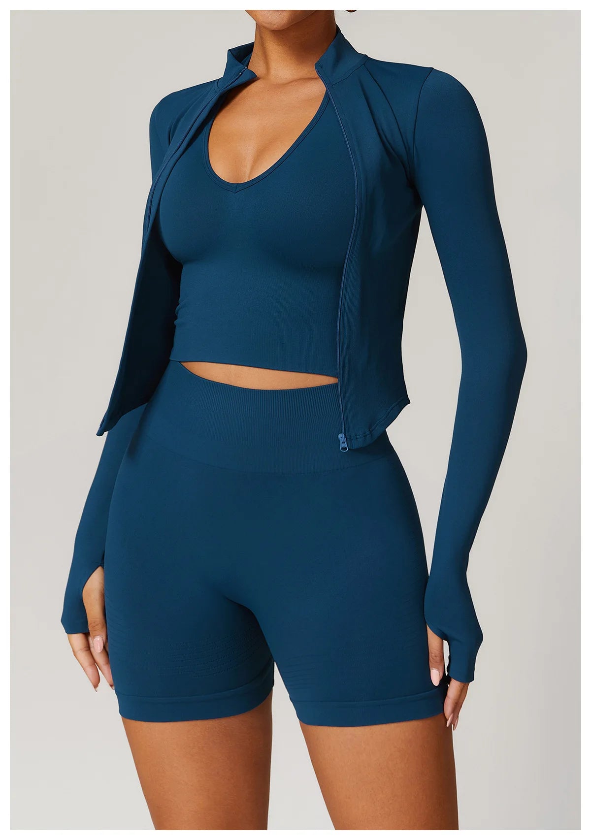 Zipper Jacket Women Crop Tops Yoga T-shirts Solid Sports Top Long Sleeve Running Shirts Sexy Quick Dry Fitness Gym Sport Wear