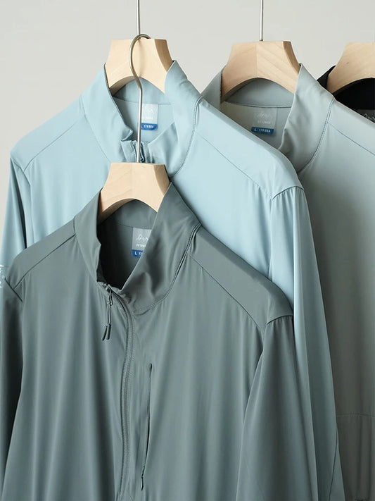 Summer UPF50+ Men's Jacket UV Protection Ice Silk Skin Coats Breathable Quick Dry Stretch Nylon Sunscreen Windbreaker Jackets